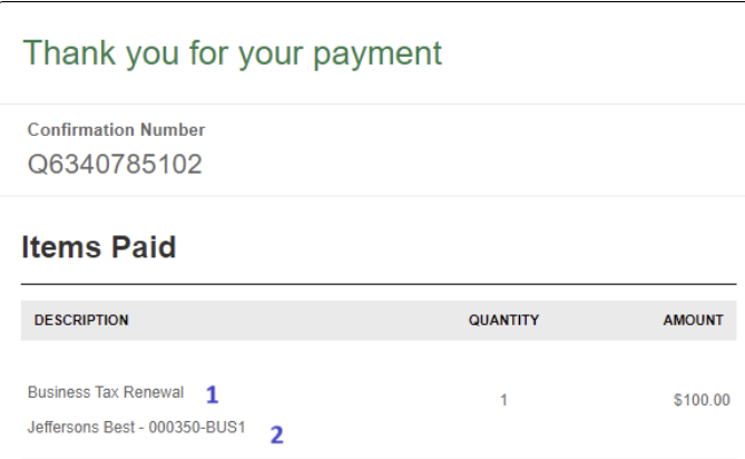 Payment Receipt Page screenshot